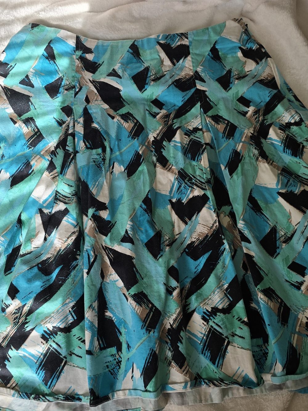Christopher & Banks Turquoise Brushstroke A-Line Skirt - Picture 4 of 7